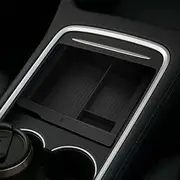TUDIA Center Console Organizer Tray Designed for Tesla Model 3 (2021-2023) / Model Y (2021-Current) [Not Compatible with Model 3 2024] Smooth Slide Silicone Interior Storage Accessories (Black)