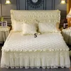 1pcs Princess Lace Padded Bed Skirt Cover Sheet Fairy Ruffled Print Bedspread