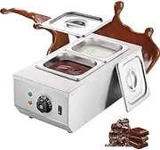 Chocolate Melting Pot With 2 Tanks, 800W Tempering Machine, 30℃-85℃ Temp Control, Stainless Steel Electric Commercial Food Warmer for Milk/Cream