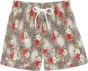 [RPLIFE] Kids Swim Trunks, Anti Chafe Swim Trunks Boys 2 T, Animal Prints Leopard