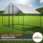 LARGE BLACK 15 Chicken Coop Cage House 1 Rooms Rabbit Guinea Walk-in 2 x 3 x 2M