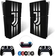 MaD Vision® Extra Durable Vinyl Skin Set for PS5 Disc Slim + 5 Pairs Aiming Rings | Scratch Resistant Sticker Set for PlayStation 5 + 2 Controllers - for Juventus Design