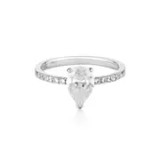 Georgini Gold Pear Cut And Round Brilliant 1.5ctw Moissanite Engagement Ring In 9ct White Gold