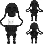 128GB USB Flash Drive Cartoon Skeleton Shape Memory Stick Novelty Pen Drive Cool USB Drive Amazing Gifts, Black