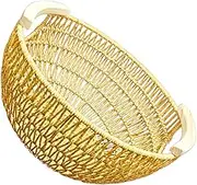 Weaving Fruit Basket Woven Serving Basket Key Fruit Bowl Rattan Food Holder Decor Storage Wicker Imitation Rattan re-usable