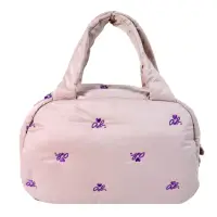 在飛比找momo購物網優惠-【agnes b.】ab heart 刺繡舖棉波士頓包(粉紫