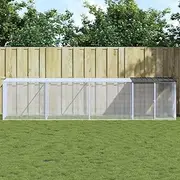Chicken Cage with Roof 403x98x90 cm Galvanised Steel Outdoor Coop Pet House