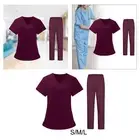 Women's Scrubs Set Work Uniforms Red Nurse Costume Elastic Belt Quick Dry Top