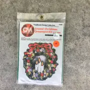Vintage Hallmark Columbia Minerva Crewel Christmas Ornament Wreath Candles Kit