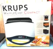 Krups 653 Waffle Maker Chef Compact 2 Slice Belgian New Open Box