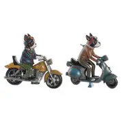 Decorative Figure Dkd Home Decor 27 x 10 x 24 Cm Red Blue Motorbike Yellow Vintage Dog 2 Units