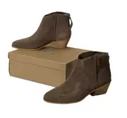 Dr Scholl’s Womens 9 1/2 Western Ankle Boots Brown Gray Suede Leather Lucky One