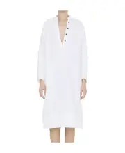 Khaite Brom Shift Long-Sleeved Midi Dress US4,US0 White