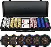 SLOWPLAY Nash 14 Gram Clay Poker Chips Set for Texas Hold’em, 500PCS [with Numbered Values] Features a high-end Carrying case