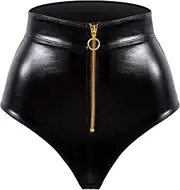 [LOVE YOU SEXY] Women's Faux Leather Balconette Bra with Front Open Zip