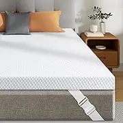 4 Inch Firm Mattress Topper Queen, Gel Infused Ventilated Bed Topper for Back Pain Relief - Firm Foam CertiPUR-US Certified