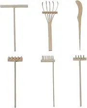1Set Bamboo Rake for Sand Table Crafts Micro Landscape Decorations with Rakes Sand Push Tool and Gear Rake for Gardens and Outdoor Play
