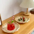 Handmade Bamboo Bread Tray Round Dessert Plate Tableware Serving Basket Snack