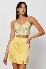Orange Mini Skirt Split - Size 14, Women's Short A Line