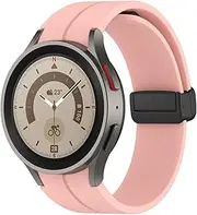 [SUPENG] Strap Compatible with Samsung Watch 4/5 40 44mm Watch 5 Pro 45mm Band Silicone Magnetic Buckle Compatible with Galaxy Watch 4 Classic 42 46mm (Color : Pink, Size : Galaxy Watch 4 40mm)