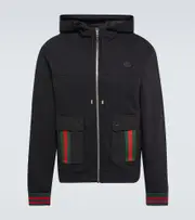 [Gucci] Gucci Web Stripe cotton jersey jacket AU 90 black
