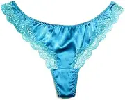 [SilRiver] Womens Silk Lace G-String Thong Panty, Sexy T-Back Underpants with Soft Satin