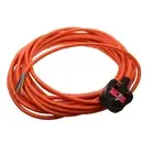 Lawnmower Hedge Trimmer Mains Orange Flex Cable Plug 3 Core Wire 10m Universal