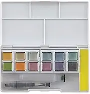 Derwent Inktense Metallic Paint Travel Set Palette, Includes 12 Colours, Waterbrush & Sponge, Painting, Ideal For Crafts, Professional Quality, 2305657