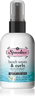 Spoolies Beach Waves & Curls, Leave-in Curl Enhancer - for wet or dry hair treatment, with essential oils. Sulfate free, paraben free, phthalate free, and safe for color-treated hair, Made in USA