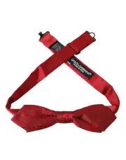 Dolce & Gabbana Red Brocade Silk Adjustable Neck Men Bow Tie - RRP 210.6 USD