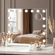 Oikiture Hollywood Mirrors Makeup Magnifying Mirror Bluetooth with LED Lights