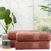 4pc Renee Taylor Stella Bath Sheet/Towel 160cm Soft Bamboo Cotton 650 GSM Brick
