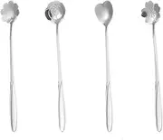 Tablespoons 4-Piece Set Stainless Steel Spoon Creative Flower Shape Long Handle Stirring Spoon Ice Cream Spoon 18cm Serving Spoon (Color : B)