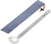 TERRAN Titanium Long Handle Spork with Polished Bowl Ultralight Backpacking Utensil ? Durable, Rustproof Camping Cutlery Fork Spoon for Hiking & Outdoor Cooking