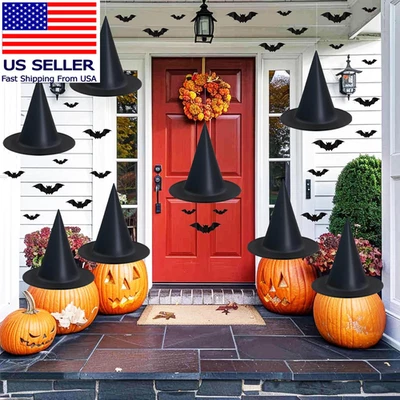 Witch Hats 8 Pack Halloween Witches Hat with 108 Feet Hanging Rope & 32Pcs 3D Ba