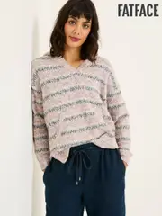 FatFace Pink Uma Knitted Textured Hoodie (E85949) | $136