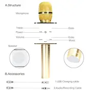 Wireless Karaoke Microphone Bluetooth Handheld Portable Mic KTV Speaker iphone