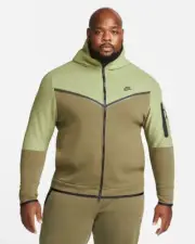 Nike Men's Tech Fleece Color Block Alligator Olive Green CU4489-334 3XL-TALL