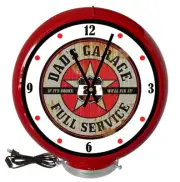 Dads Garage Full Service Sign, Red Lighted Gas Pump Globe Advertising Clock