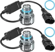 X AUTOHAUX Universal 9005 LED Fog Lights Bulbs Lens Lights 7200 Lumens Auto LED Headlight 12V Car Driving Running Lamp 2400-7500K Yellow - Pack of 2