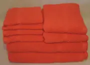 Hotel Eight Piece Bathroom Towel Set Solid Orange 100 % Cotton New