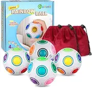 D-FantiX Rainbow Puzzle Ball 4 Pack, 3D Rainbow Magic Ball Cube Fidget Ball Puzzle Brain Teaser Fidget Toys for Adult Kids White