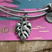 Alex and Ani "PALM LEAF" Silver Charm Adjustable Bangle Bracelet NWT