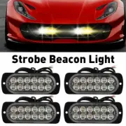 4X 12 LED Car Truck New Beacon Warning Flash Strobe Light Bar Amber/White EXD