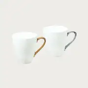 Noritake Mug Cup 295cc Pair Mug Cups Ami Silver & Gold Color Fine Porcelain