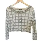 Lotus Threads New York NWT Hand Beaded Sheer Long Sleeve Bridal Blouse Medium