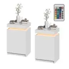 Set of 2 Bedside Table 3 Drawers With Lift Up Storage LED RGB Nightstand White