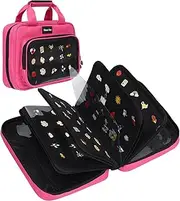 Oeun fan Enamel pin display bag, 8-page pin trading book, collectible pin board, suitable for storing pins, brooches, patches (pink)