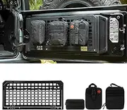 Tailgate Table Rear Storage Cargo Rack with 3 storage bags,Foldable Storage Shelf MOLLE Panel for 2007-2024 Jeep Wrangler JKU &JL JLU 4 Door