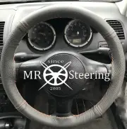 FITS PEUGEOT BOXER GREY TWO TONE LEATHER STEERING WHEEL COVER 05-12 BEIGE STITCH
